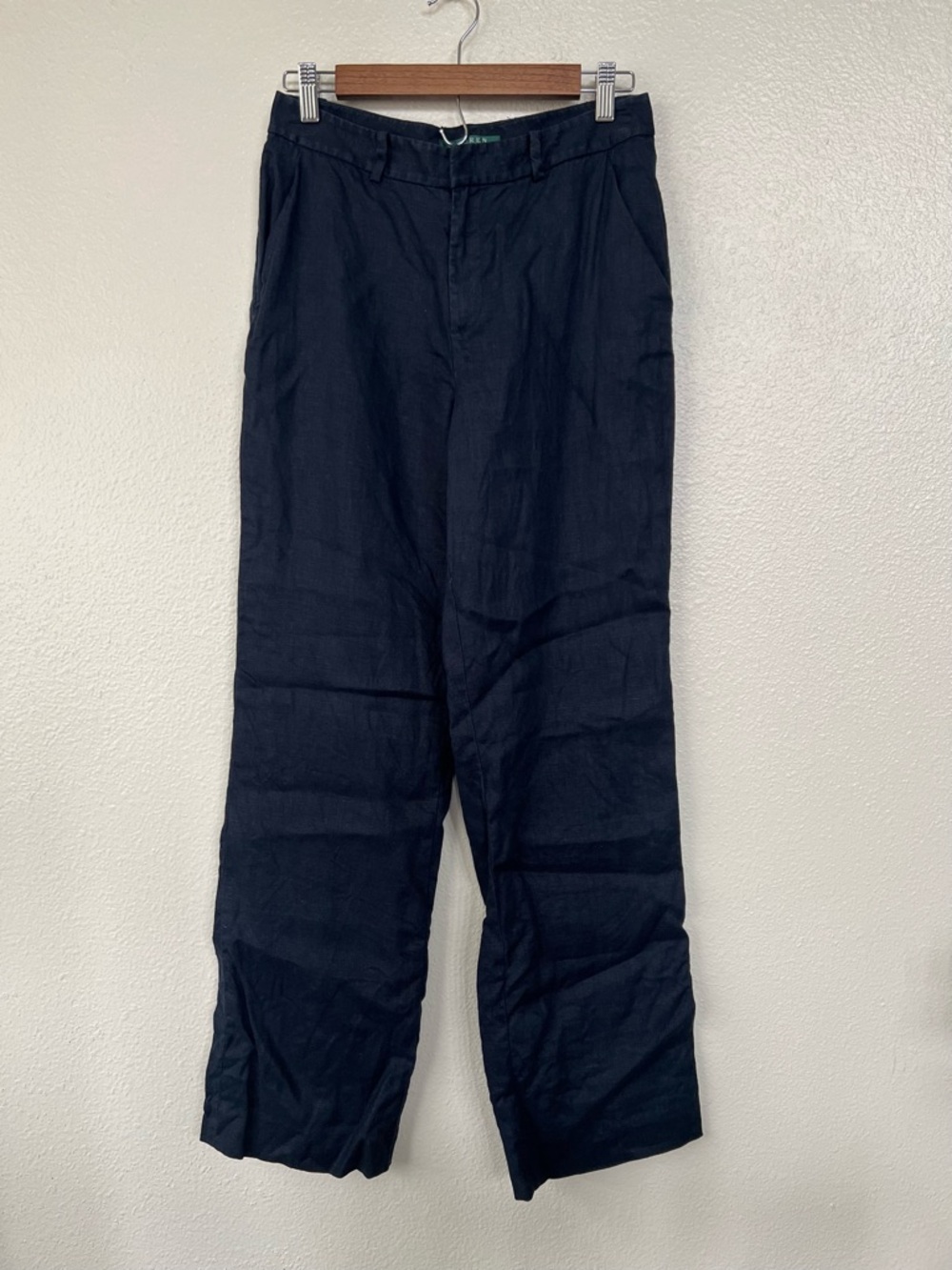 Lauren Ralph Lauren Navy Linen Wide Leg Pants size 4